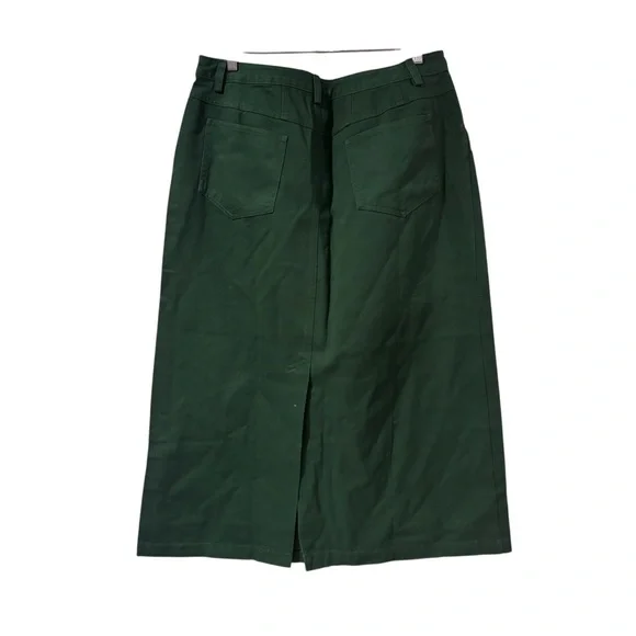 NWT Bridgewater Studio Green Denim Midi Skirt Size 18 High Waisted Casual Boho - Picture 9 of 10